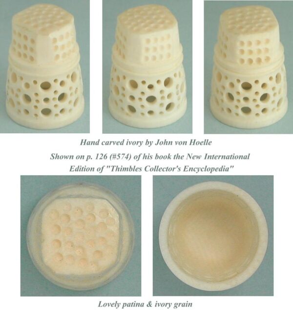 Vintage Carved Ivory Thimble by John von Hoelle - Image 2