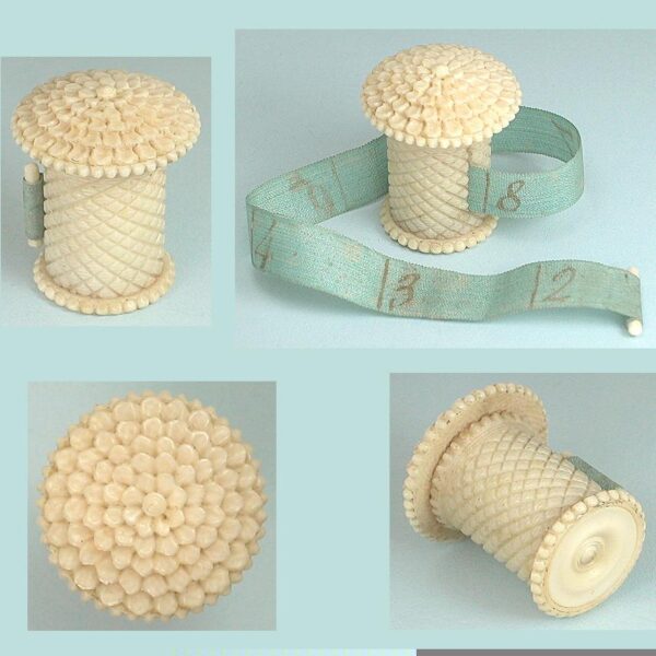 Ornate Antique Carved Ivory Tape Measure * Circa 1840