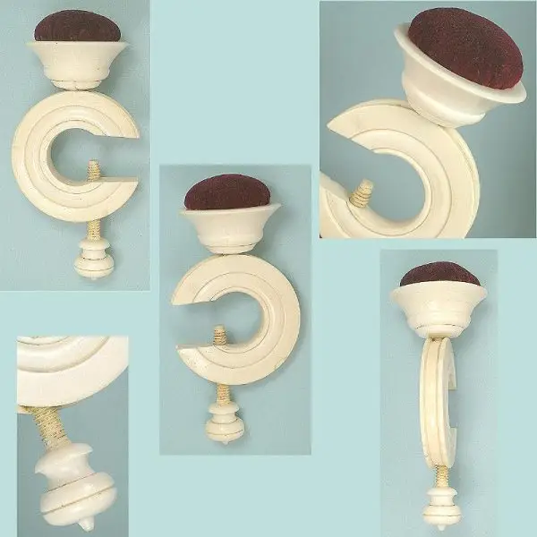 Antique Carved Ivory C Style Pincushion Clamp * Circa 1820