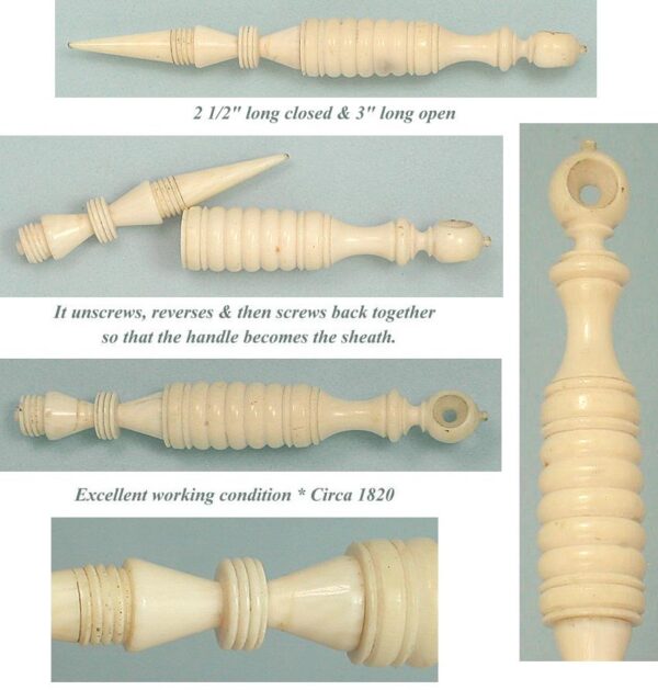 Carved Antique Ivory Sheathed Stiletto * English * Circa 1820 - Image 2