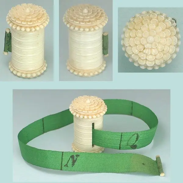Ornate Antique Carved Ivory Tape Measure * English * Circa 1830