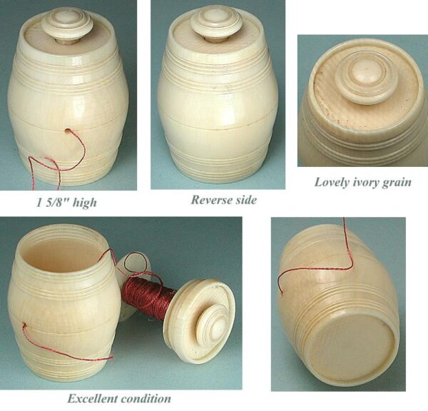 Antique Carved Ivory Workbox Thread Barrel * C1800-20 - Image 2