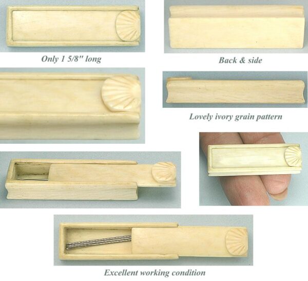 Antique Miniature Ivory Sliding Needle Case * French * Circa 1830 - Image 2