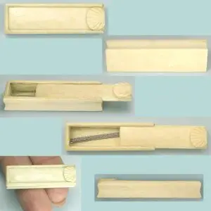 Antique Miniature Ivory Sliding Needle Case * French * Circa 1830