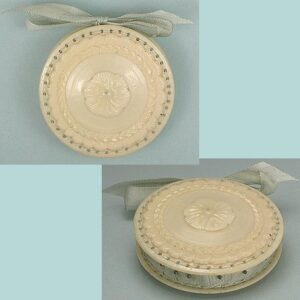 Antique Carved Ivory Pin Cushion Disc * English * Circa 1820