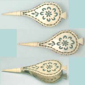 Antique Figural Ivory Fretwork Bellows Pin Cushion * English * Circa 1820