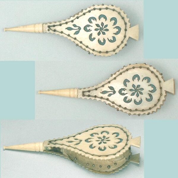 Antique Figural Ivory Fretwork Bellows Pin Cushion * English * Circa 1820