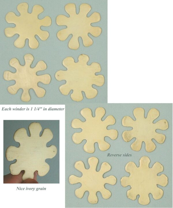 4 Antique Ivory Snowflake Thread Winders * English * Circa 1830 - Image 2