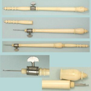 Classic Antique Carved Ivory Tambour Crochet Hook * English * Circa 1820