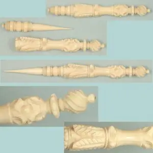 Ornately Carved Ivory Antique Sheathed Stiletto * English * Circa 1820