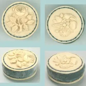 Antique Carved Dieppe Pin Cushion / Disc * French * Circa 1800-20