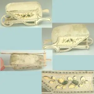 Antique Figural Ivory Wheelbarrow Pin Cushion * English * Circa 1820