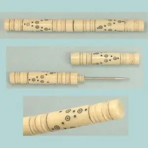 Antique Ivory Madras Work Sheathed Pattern Pricker * English * Circa 1820