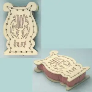 Antique Figural Ivory Fretwork Lyre Pin Cushion * English * Circa 1820