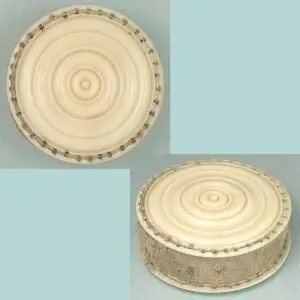 Antique Carved Ivory Disk Style Pin Cushion * English * Circa 1850